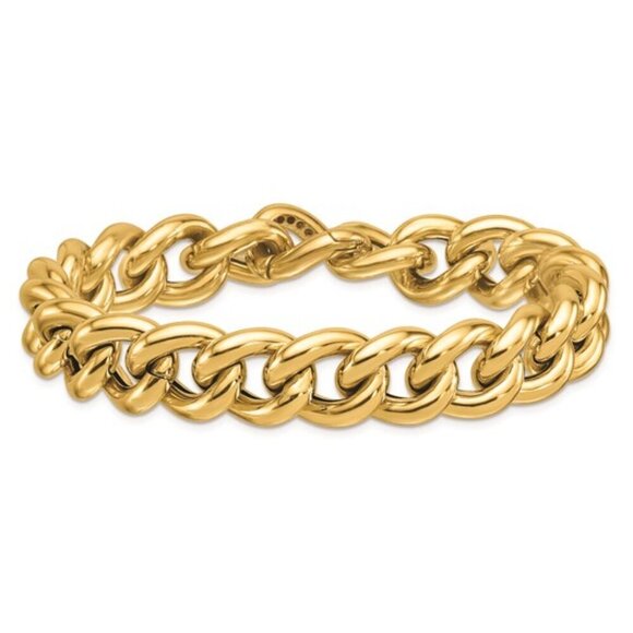 14k Italian Gold Men's Curb Link Bracelet-8.5 inches long.  A Blend of Craftsman - Picture 4 of 7